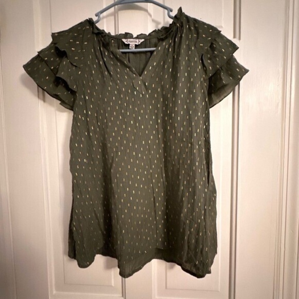 Women's Nanette Lepore Green Gold Blouse Size M